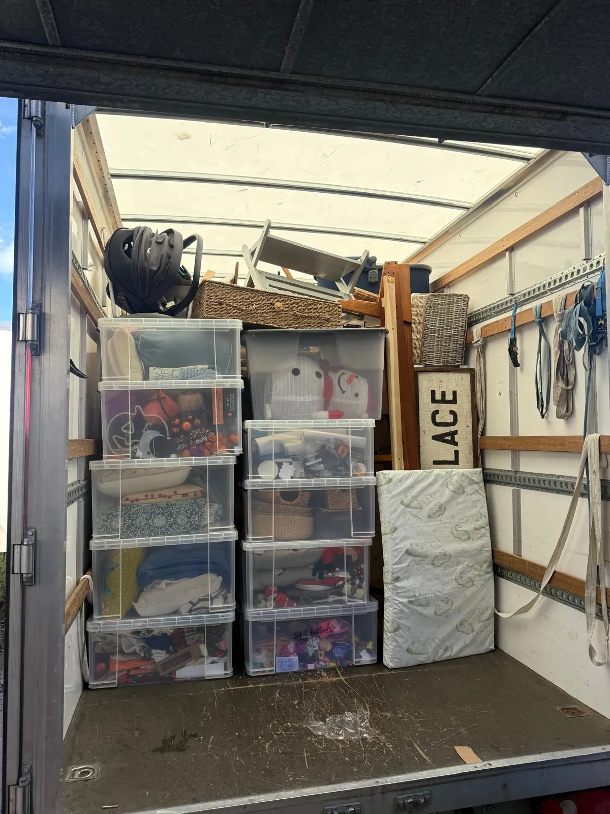 Office furniture wrapped ready for an office move in Blackburn